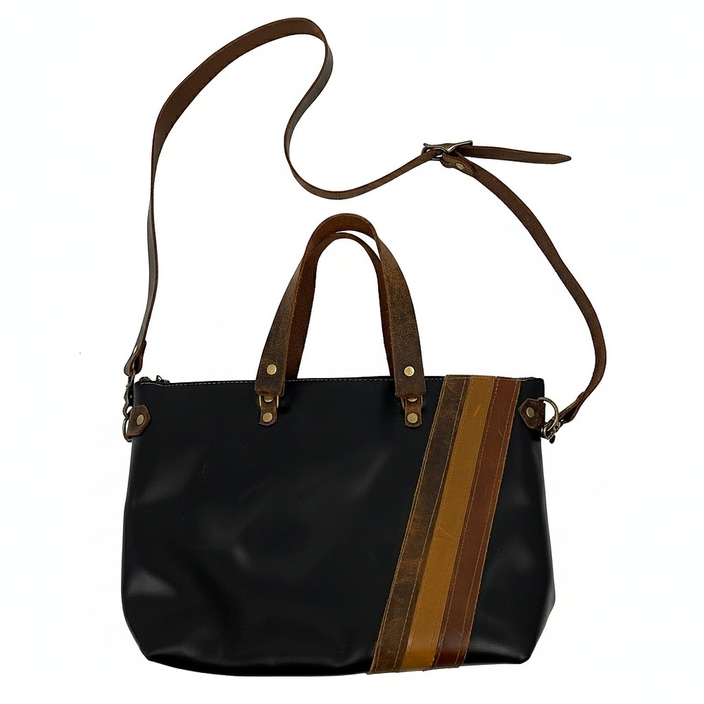 In Blue Black & Brown 70’s Bowler Leather Crossbody Bag | Women’s OS